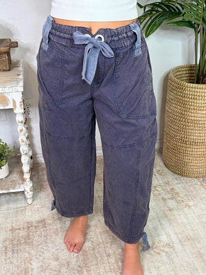 Bone or Navy Washed Jogger Pants