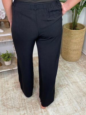 Black Straight Leg Belted Pants