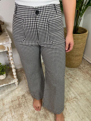 Black and White Gingham Straight Leg Pants