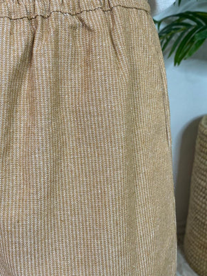 Camel Pin Striped Wide Leg Pants