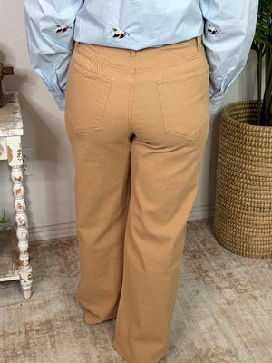 Taupe Drawstring Patch Pocket Pants