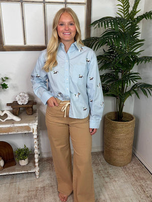 Taupe Drawstring Patch Pocket Pants