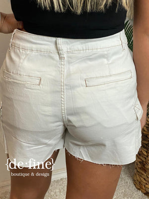 Mineral Washed Cargo Shorts in Ash Black or Off White
