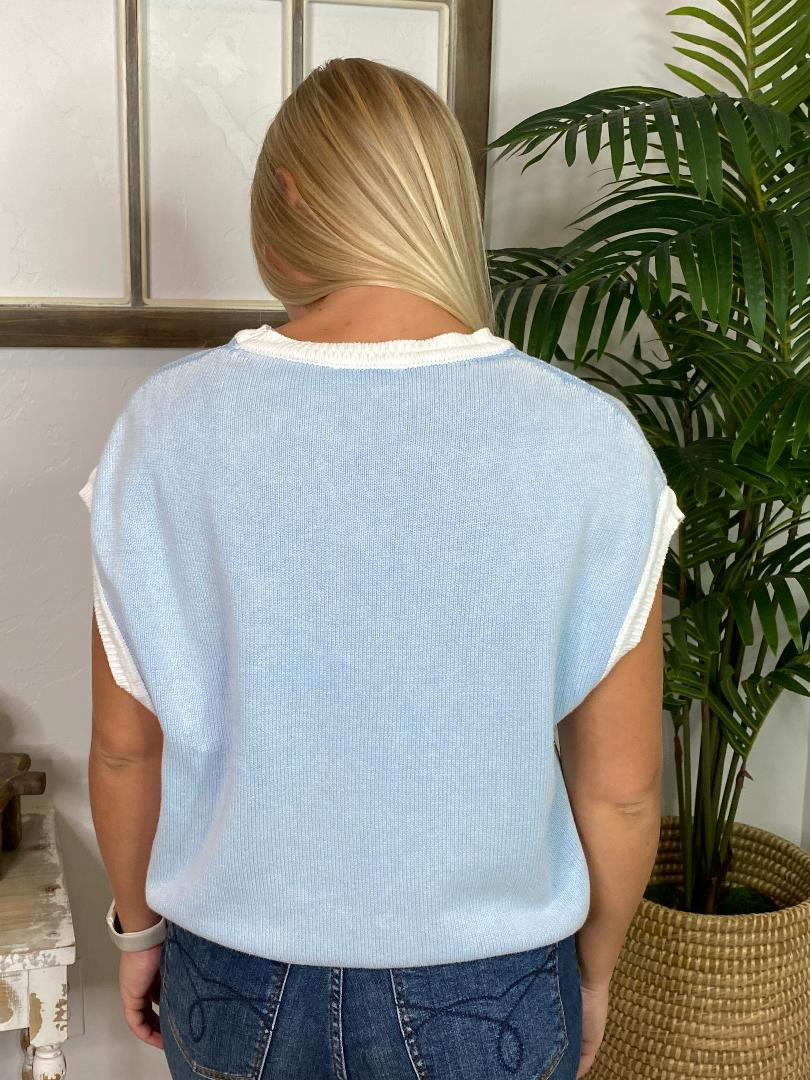 Icy Blue Sleeveless Sweater