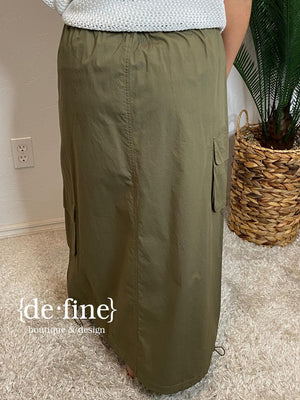 Olive Maxi Parachute Skirt
