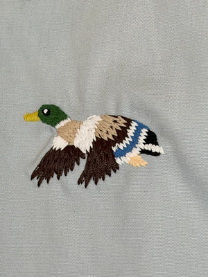Sky Blue Embroidered Duck Button Down Shirt
