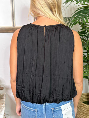 Black or Dark Red Sleeveless Bubble Top