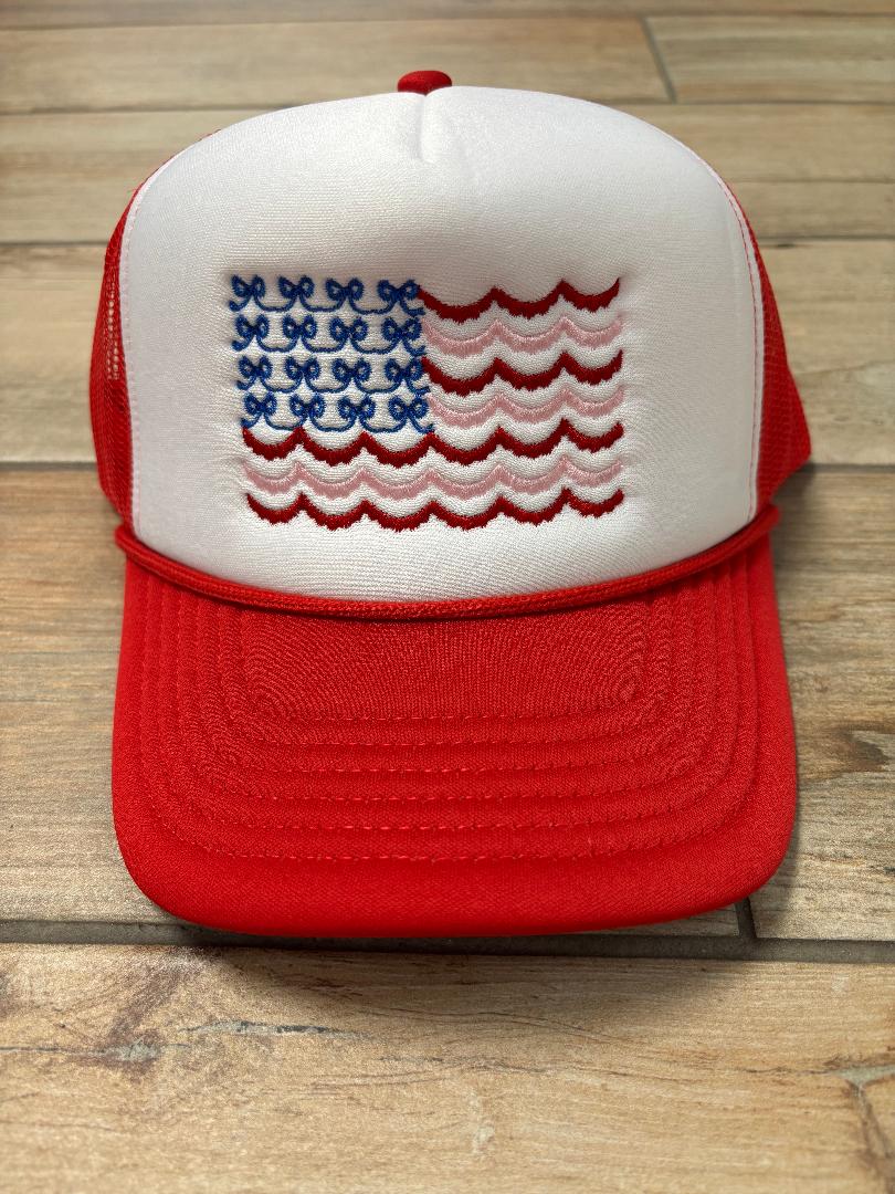 USA Coquette Flag Embroidered Foam Hat