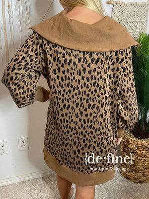 Leopard Sweater Dress with Zipper