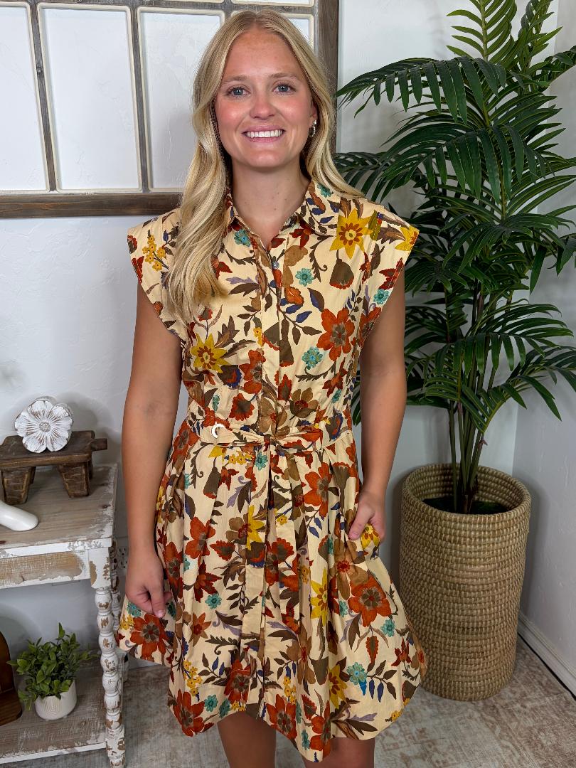 Sleeveless Fall Floral Mini Dress