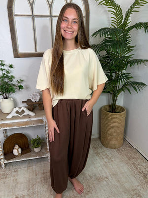Brown Slouchy Scuba Joggers