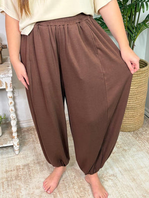Brown Slouchy Scuba Joggers