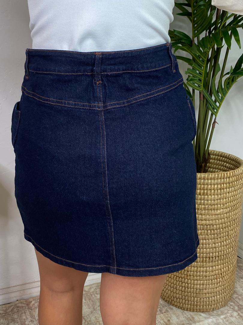 Denim Mini Skirt with Bows