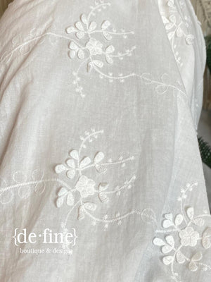 Blank Space White Blouse with Embroidered White Flowers