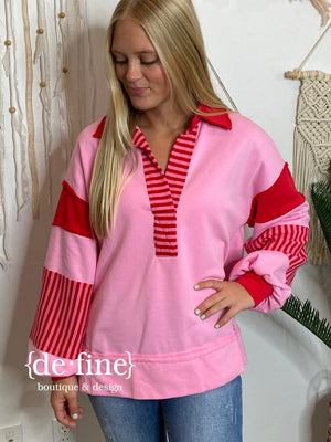 Lover Pink & Red Sweatshirt in Regular & Curvy
