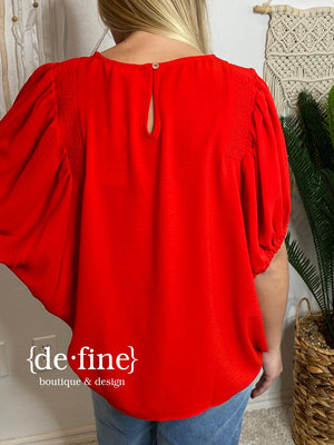 Red or Black Batwing Blouse