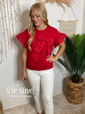 Statement Red Bow Top