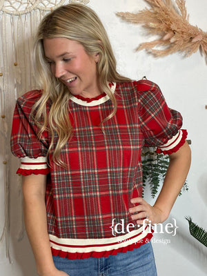 Red or Hunter Plaid Top in Regular & Curvy