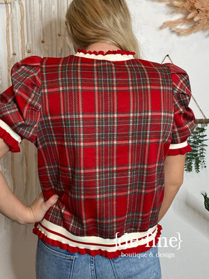 Red or Hunter Plaid Top in Regular & Curvy