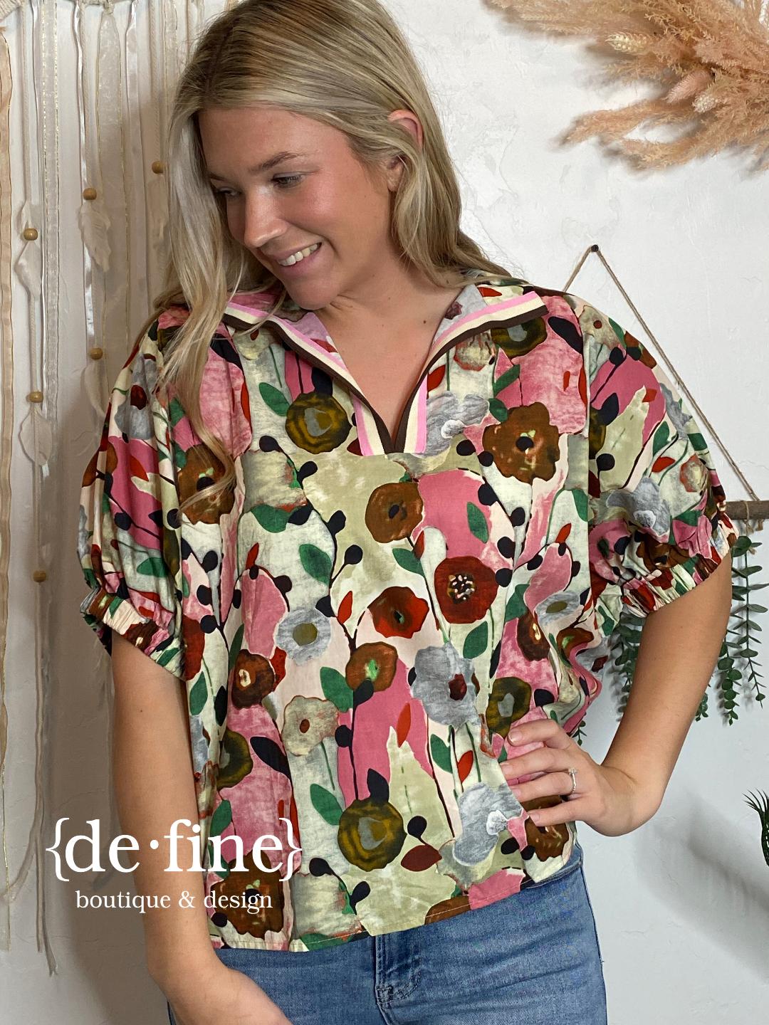 Pink Poppies Multi Floral Top in Regular & Curvy