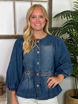 Denim Shirt or Jacket with Western Gold Accents