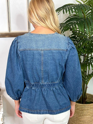 Denim Shirt or Jacket with Western Gold Accents