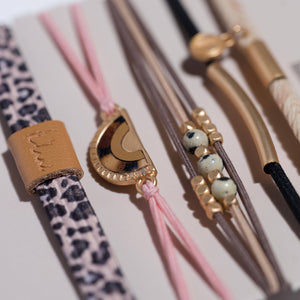 "Wild" Animal Print with Pink Accent Hair Tie + Bracelets