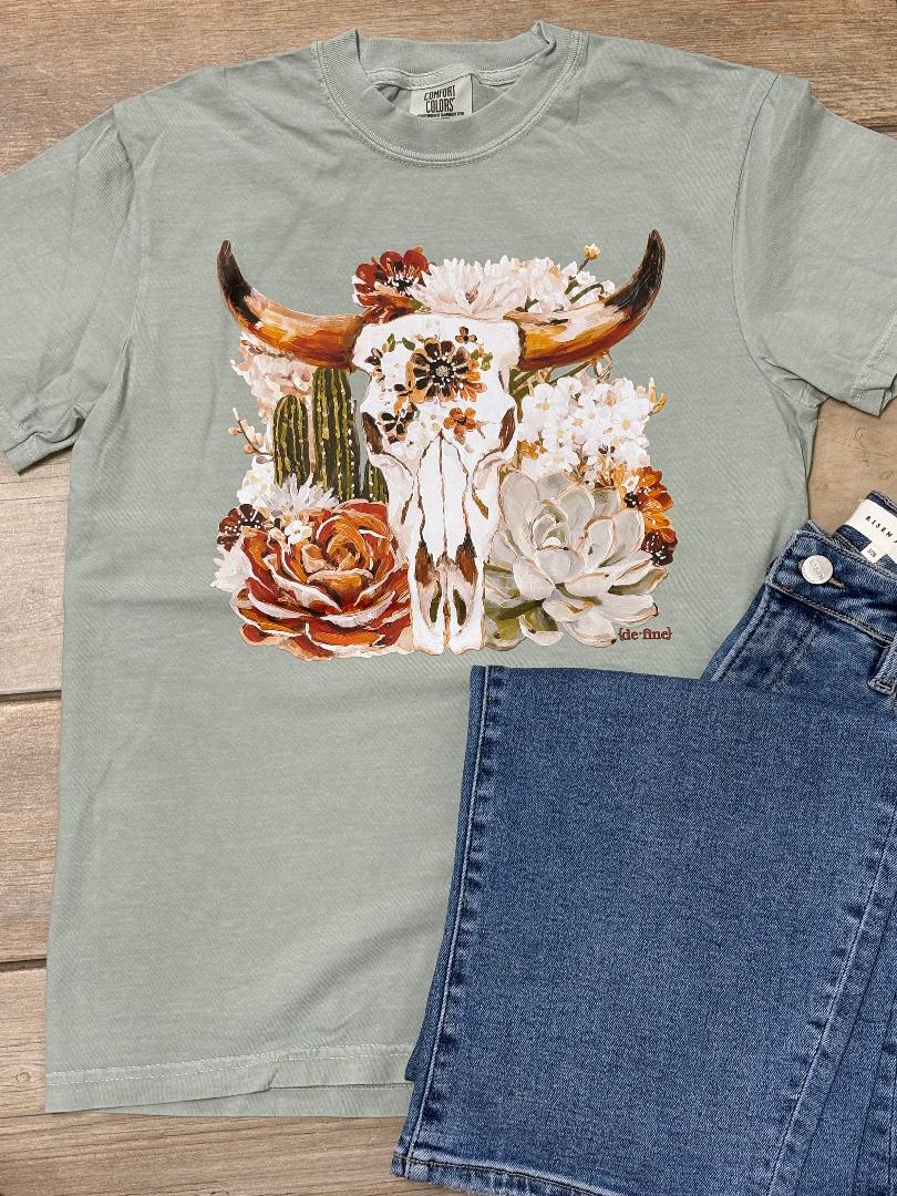 Fall Cow Skull Graphic Tee