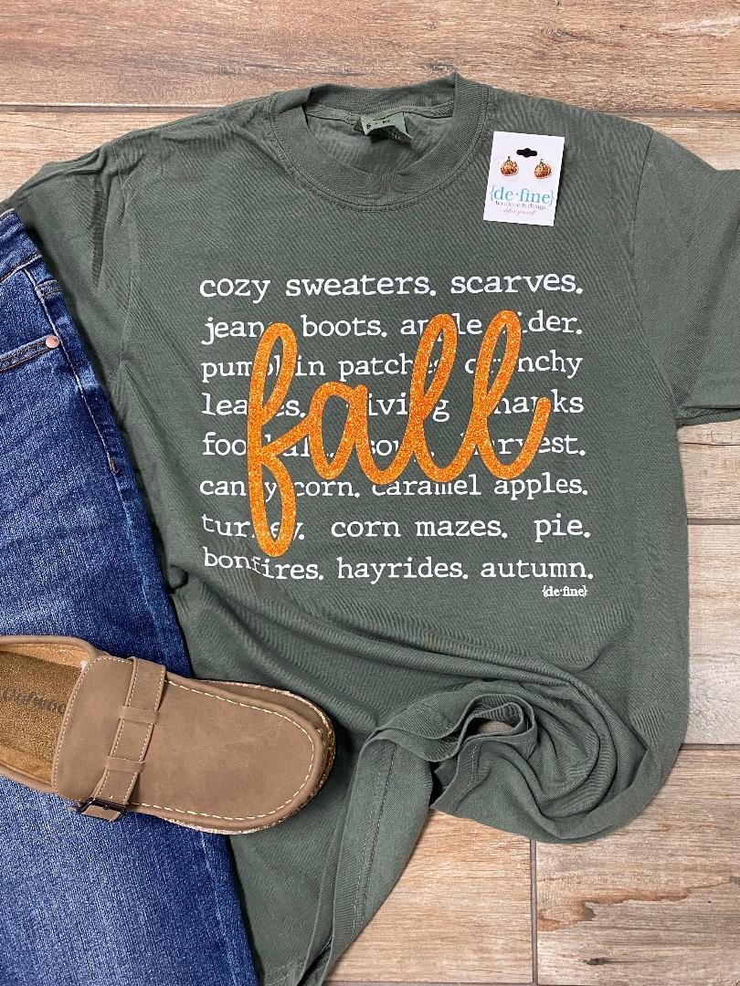 Fall Words Graphic Tee, Long Sleeve or Sweatshirt