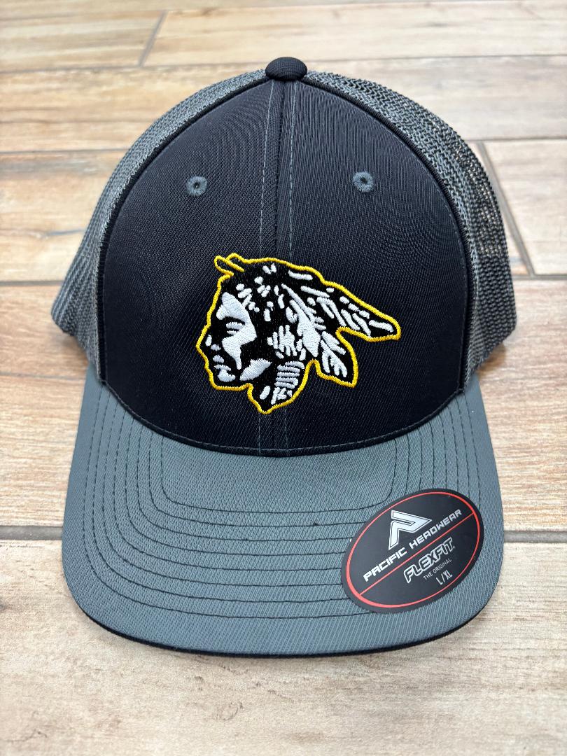 Pacific Headwear Black and Grey Flexfit Savage Head Hat