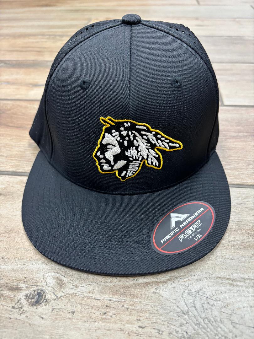 Pacific Headwear Black Flexfit Savage Head Hat in 2 Sizes