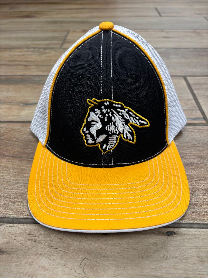 Pacific Headwear Gold and White Flexfit Savage Head Hat