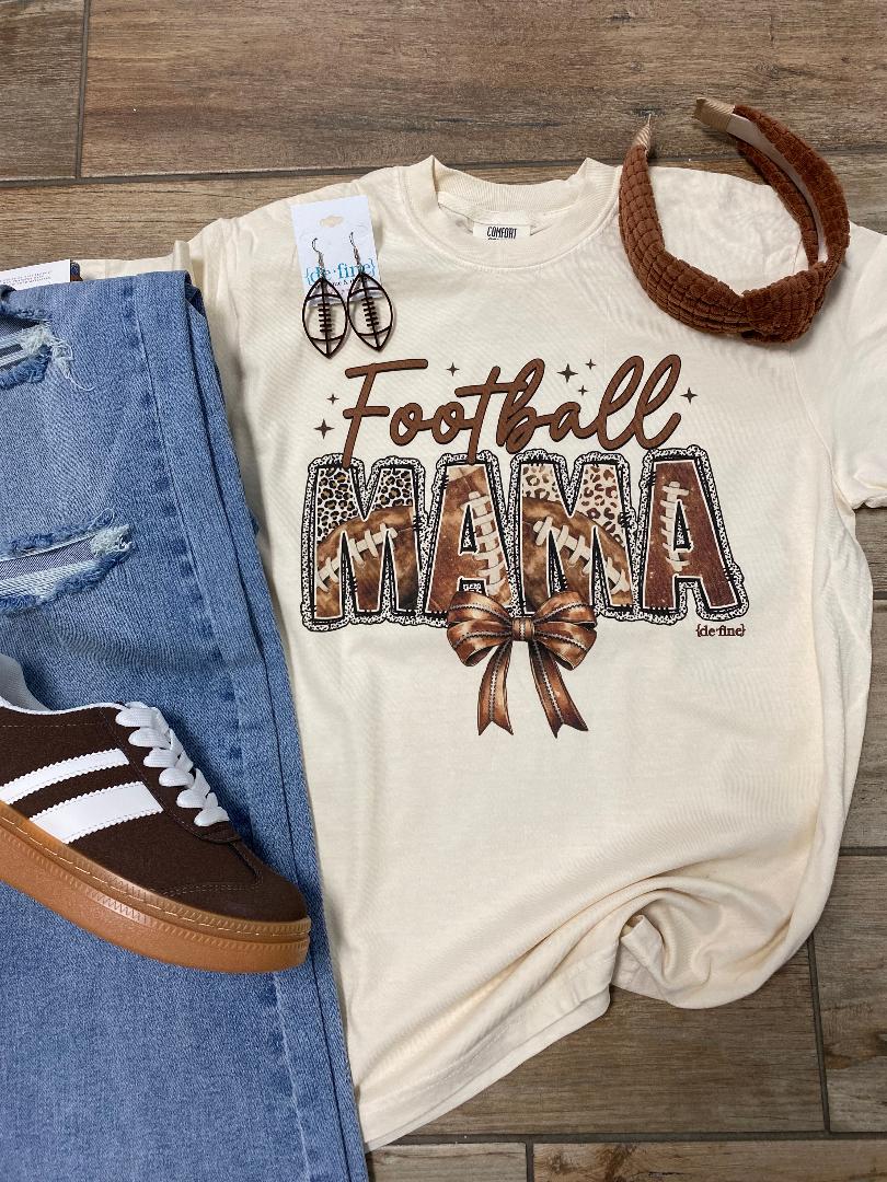 Football Mama Leopard with Bow Graphic Tee or Sweatshirt