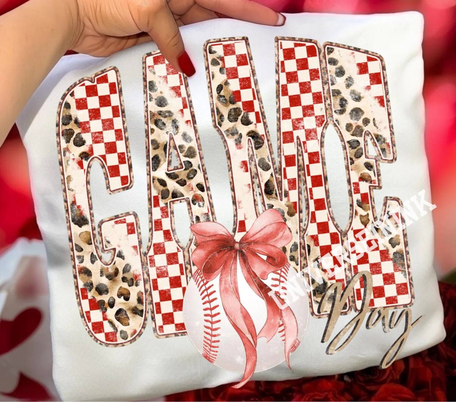 Game Day Baseball Leopard and Checker Graphic Tee