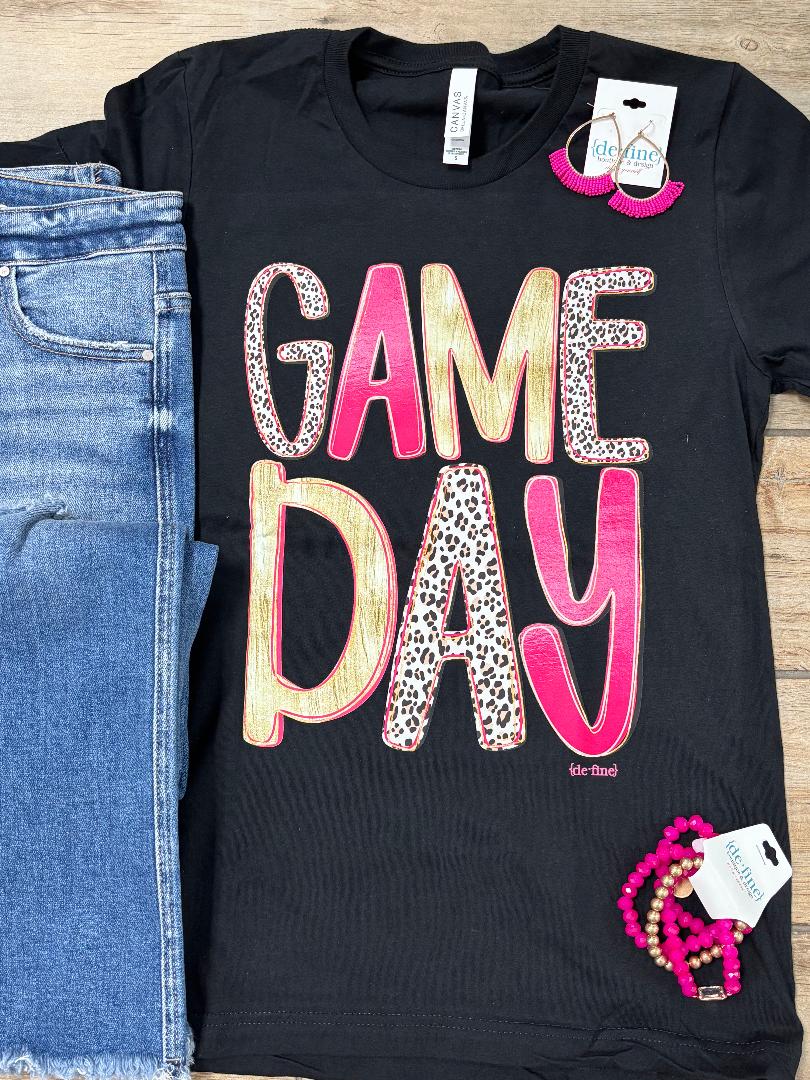 Pink and Gold with Leopard Gameday Graphic Tee