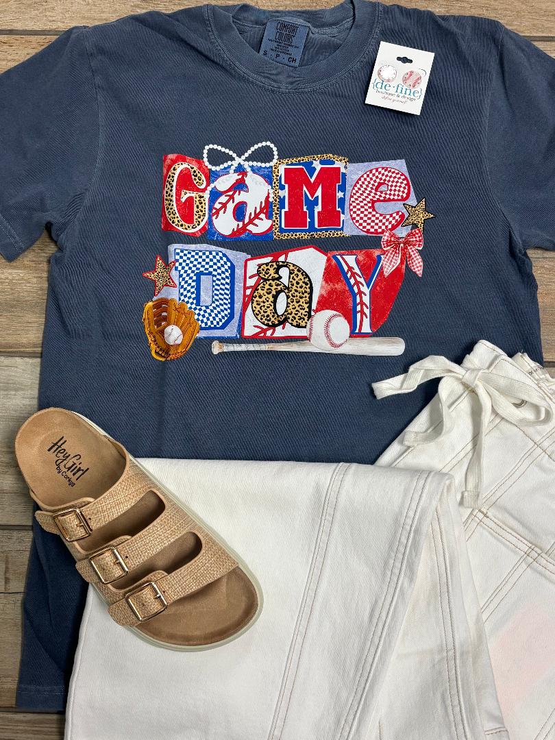 Baseball Game Day Collage Graphic Tee