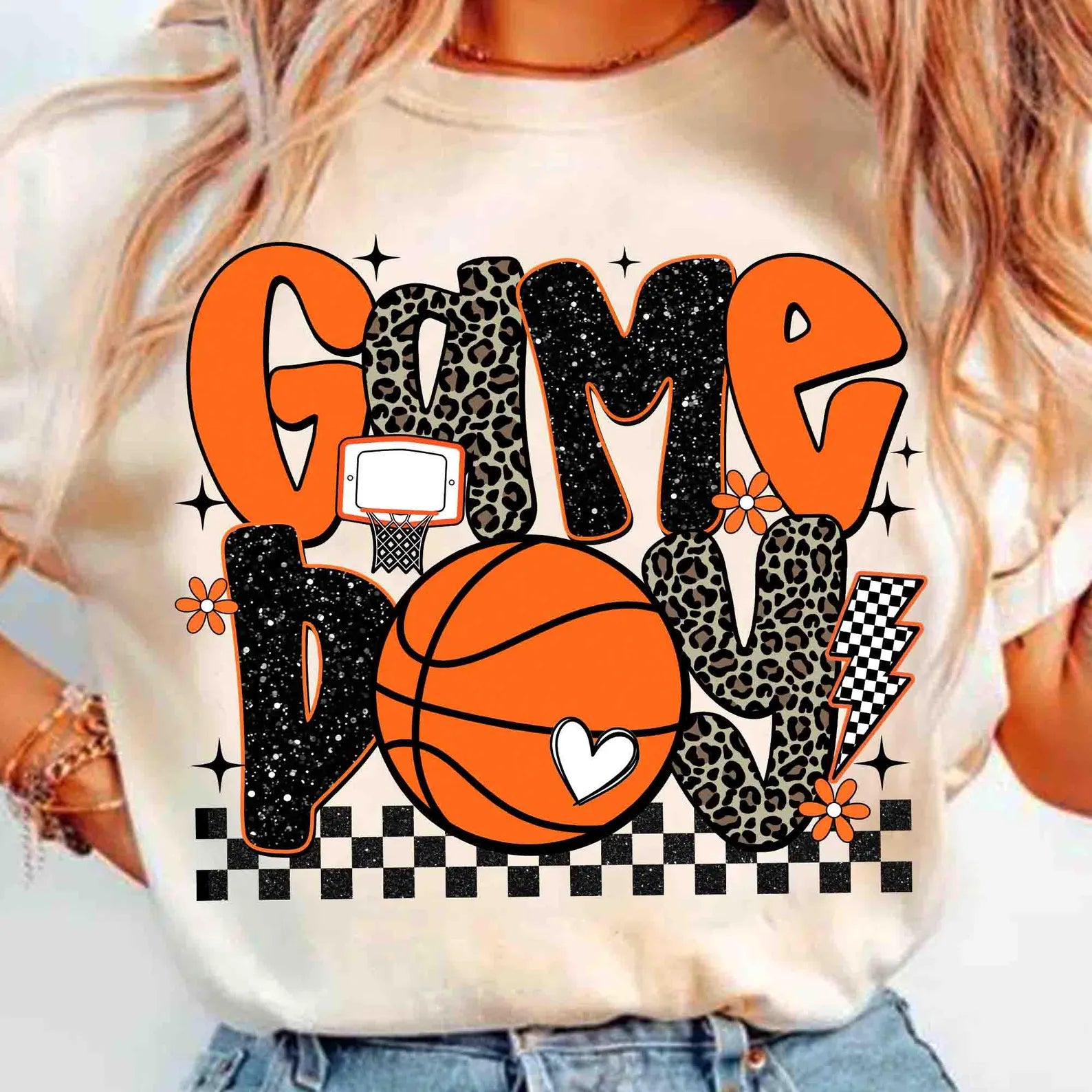 Basketball Game Day Checker Tee or Sweatshirt