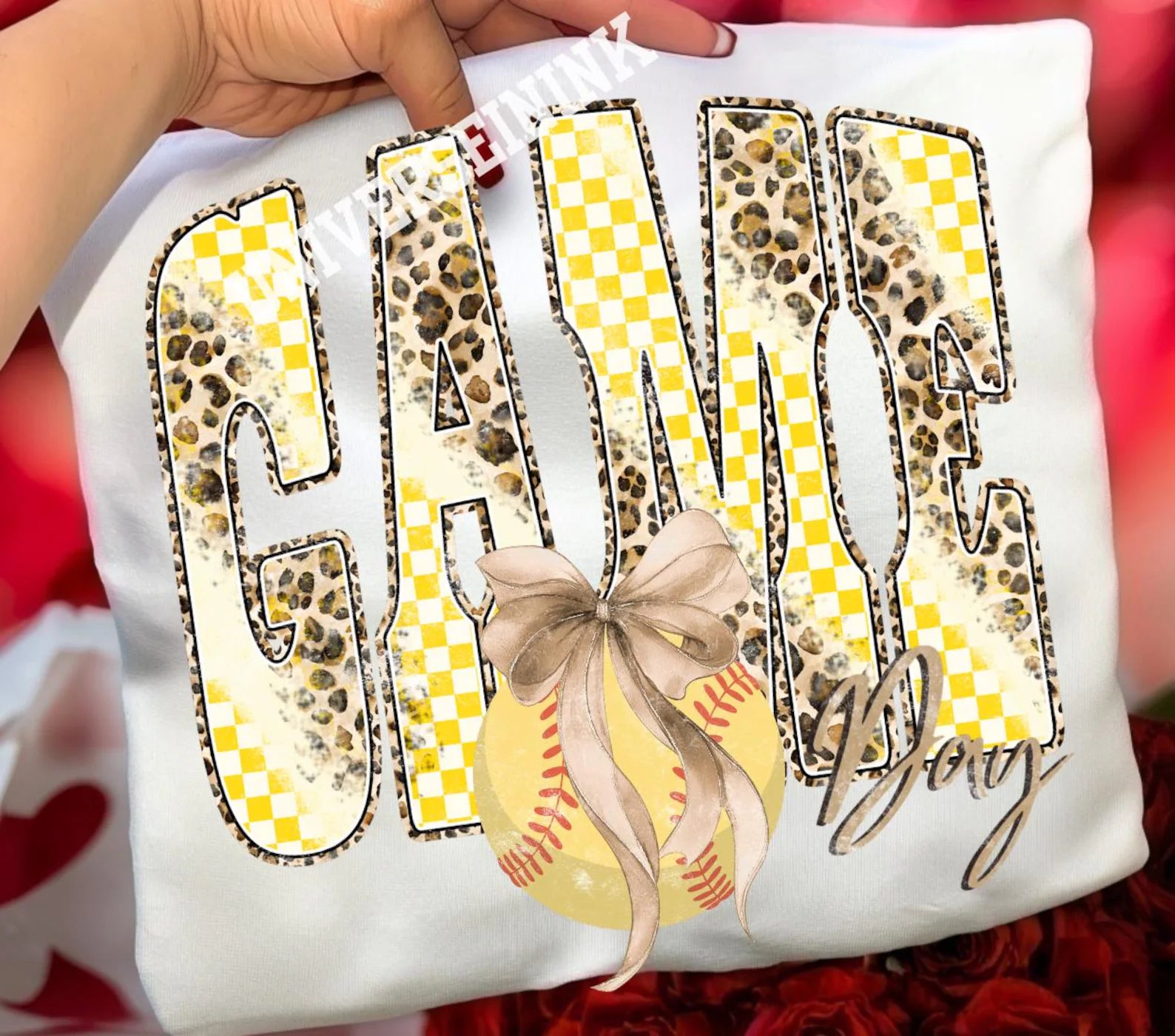 Game Day Softball Leopard and Checker Graphic Tee