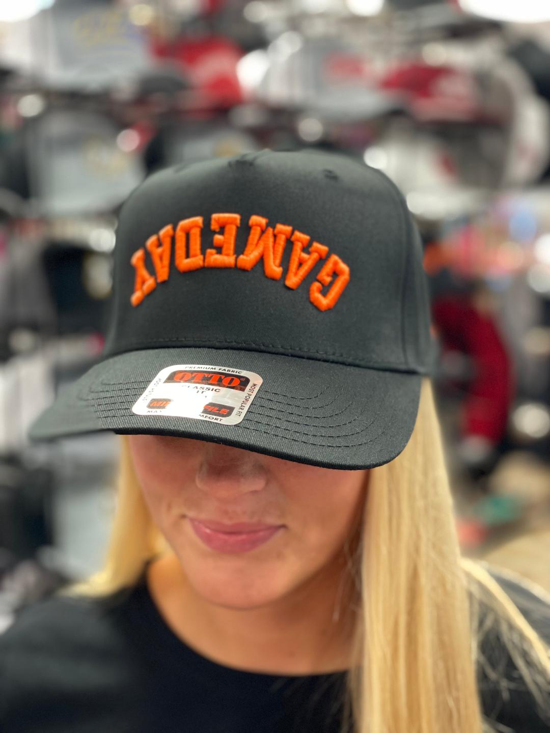 Otto Classic Fit Black and Orange Gameday Upside Down Hat