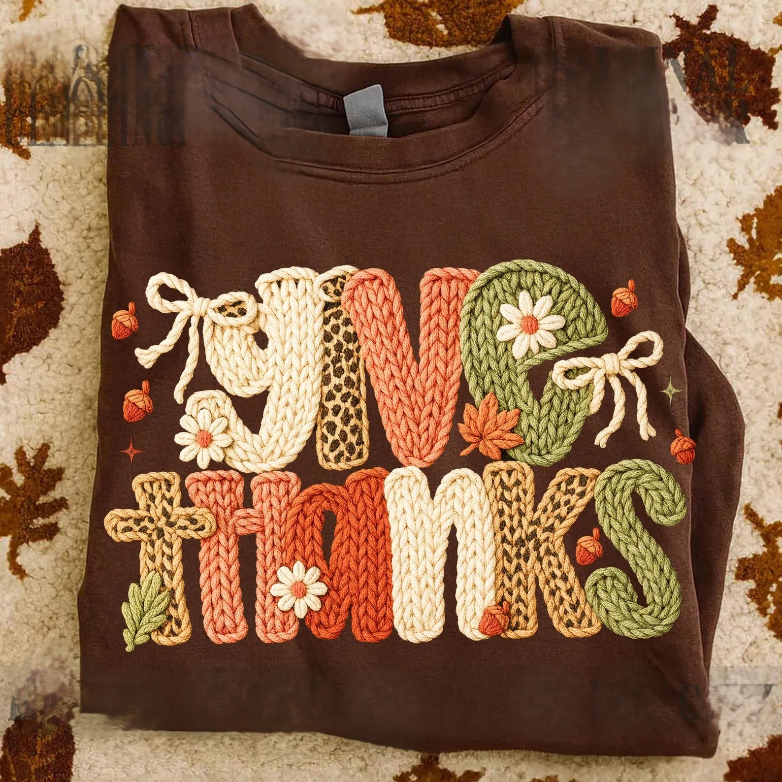 Give Thanks Knit Look Tee or Sweatshirt