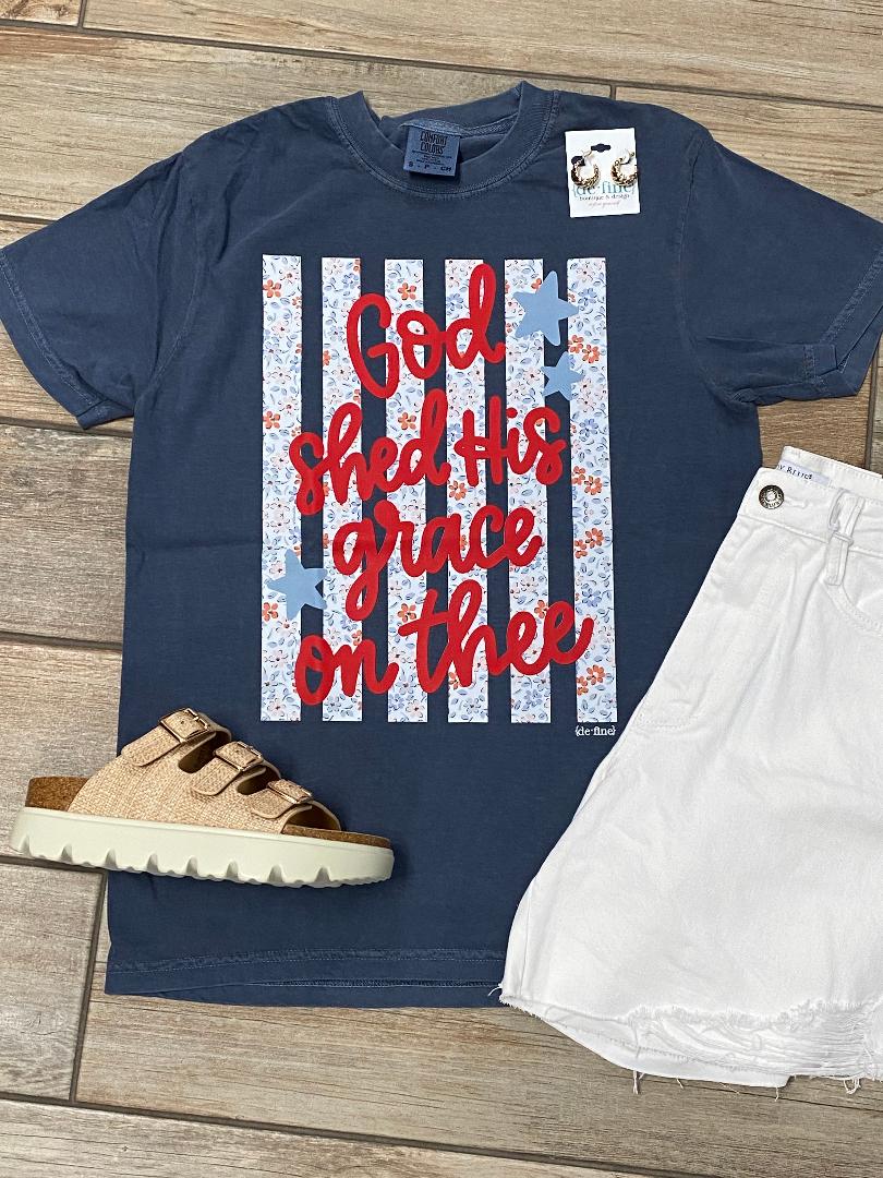 God Shed His Grace On Thee Stripes Graphic Tee
