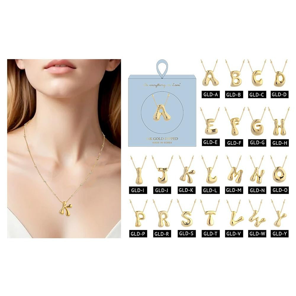 Gold Bubble Initial Necklaces