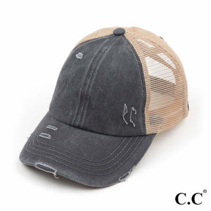 CC Distressed NEW Criss Cross Pony Caps