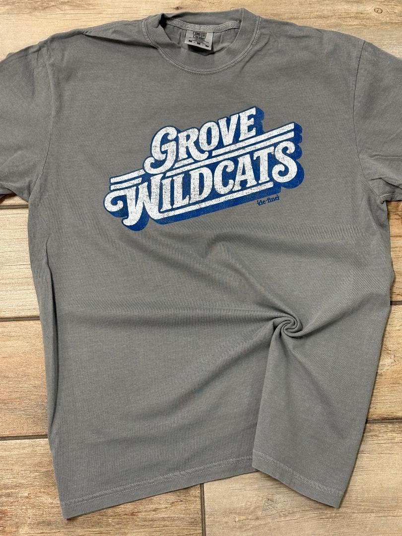 Grove Wildcats Distressed Retro Graphic Tee