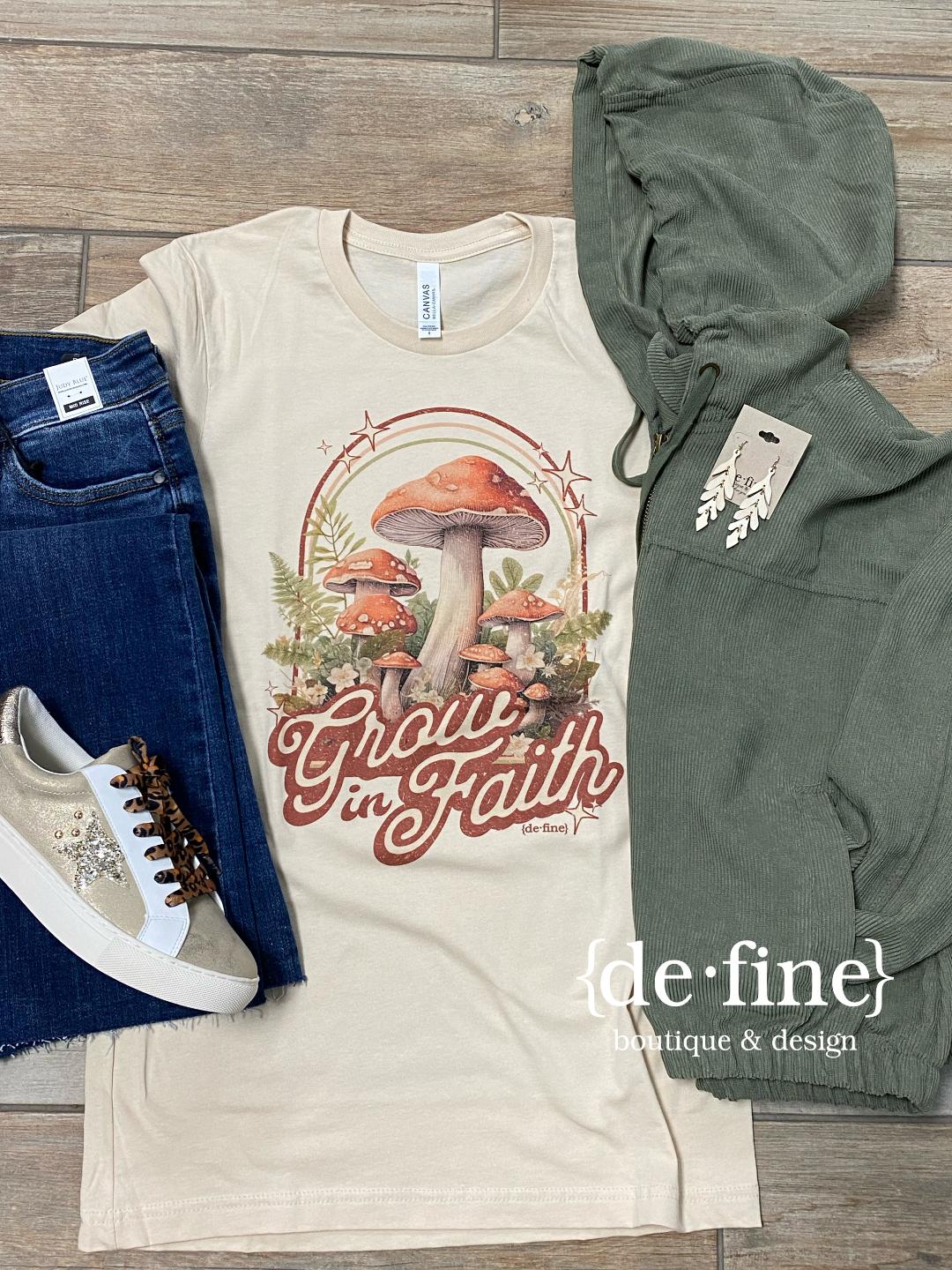 Grow in Faith with Vintage Mushrooms Graphic Tee