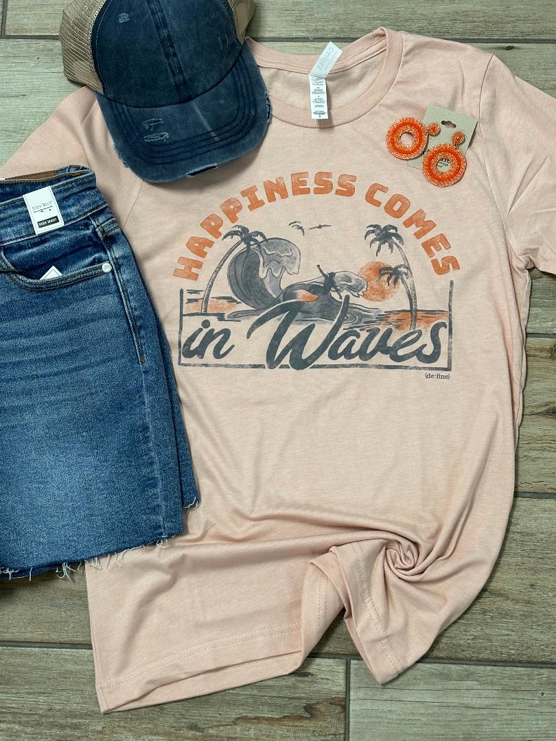 Happiness Comes In Waves Graphic Tee or Tank