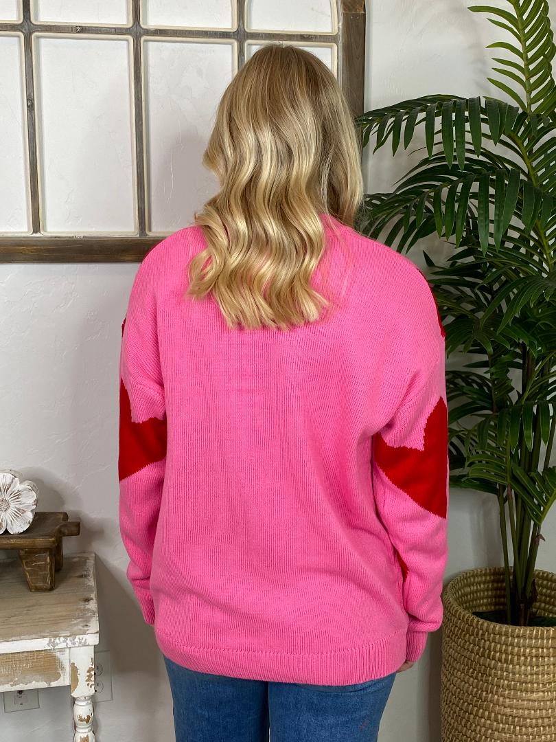 Valentine's Day Pink and Red Heart Sweater
