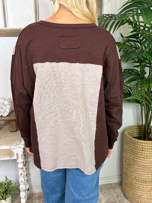 Brown or Olive Top with Floral Applique Flowers S-3XL