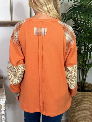 Pumpkin Patchwork Blouse in Regular & Curvy