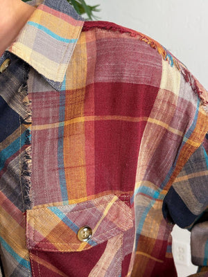 Fall Plaid Long Sleeve with Shirring Detail in Regular & Curvy